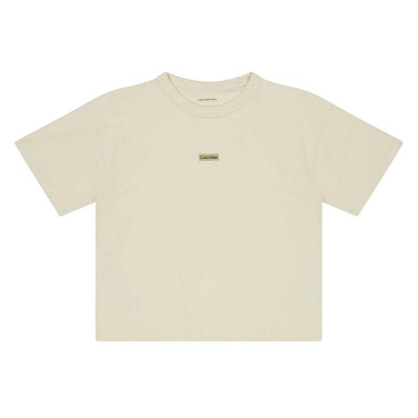 Calvin Klein Childrens/Kids Badge Crew Neck T-Shirt - Beige - 