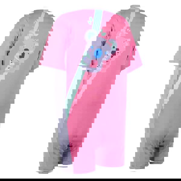 Cute pink Speedo koala printed float suit with short sleeves and blue accents