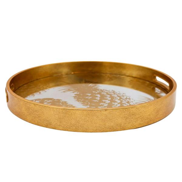 Maison des Cadeaux Elegant Gold Pineapple Mirrored Tray