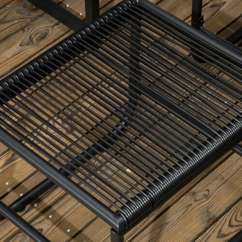 Wyld Haus Latata Black Rattan String 10 Seater Cube Garden Dining Set With Stools And Rectangular Table