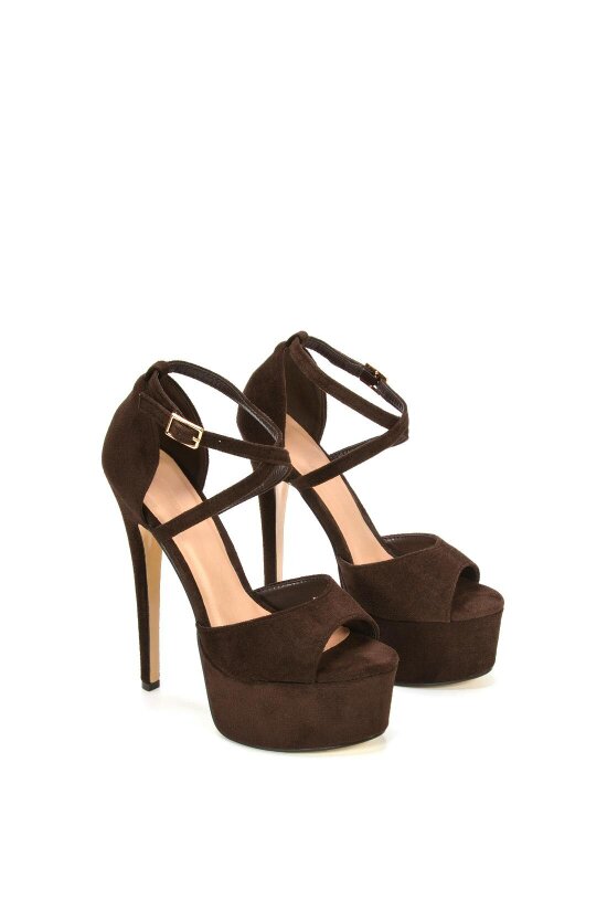 XY LONDON Strappy High Platform Heels With Peep Toe