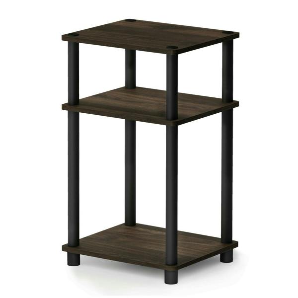 WALPLUS Just | Modern Furniture Piece for Stylish and Functional Home Use | 3 Tier Turn N Tube End Table, Columbia Walnut/Black