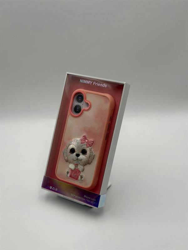 Nimmy Friends Nimmy Big Eye Cute Pet Bischon Fraise Dog Case with MagSafe for iPhone 17 6.3" Pink - N-XDY-IP17-02-A