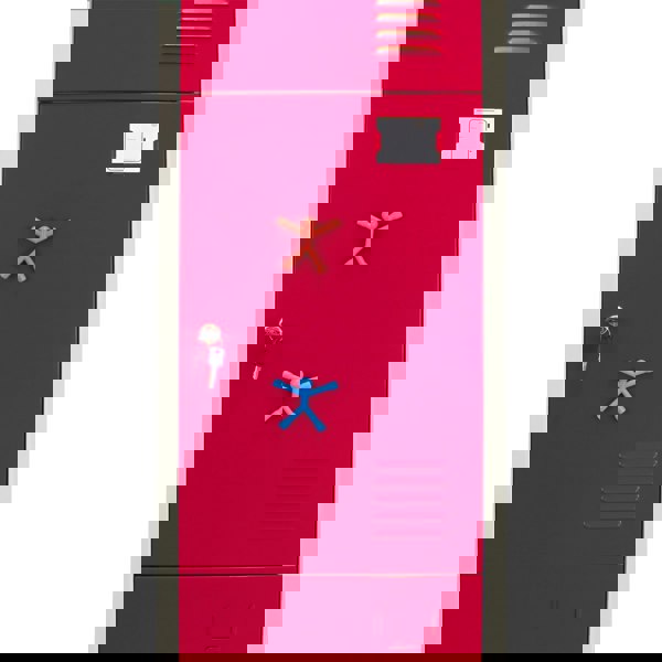 Monstershop Metal Storage Lockers - Three Doors, Flatpacked, Red