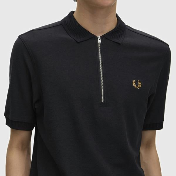 Fred Perry Ribbed Collar Crepe Pique Polo Shirt