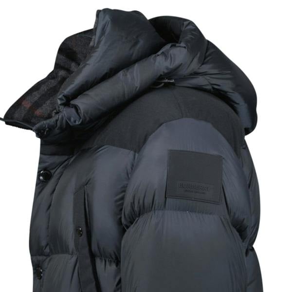 Burberry 'Lindford' Check Down Puffer Jacket Charcoal Grey - chancefashionco