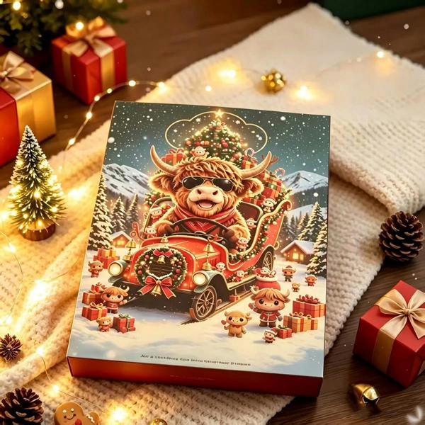 Leaper Highland Cattle Christmas Advent Calendar Surprise Box - Highland Cattle E