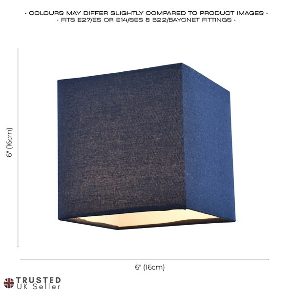 Contemporary and Stylish Midnight Blue Linen Fabric Square 16cm Lamp Shade Image 6