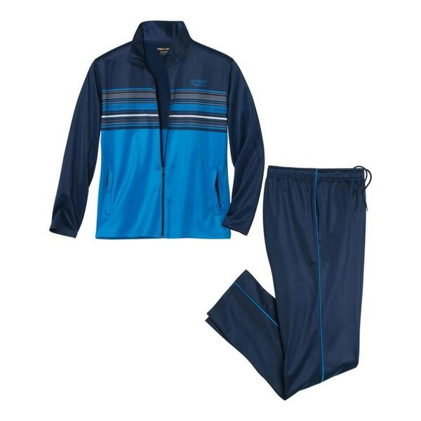 Atlas For Men Mens Elasticated Waist Sports Tracksuit - Navy/Bright Blue