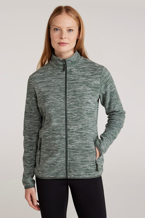 Mountain Warehouse Womens/Ladies Snowdon II Melange Full Zip Fleece Jacket - Khaki Green