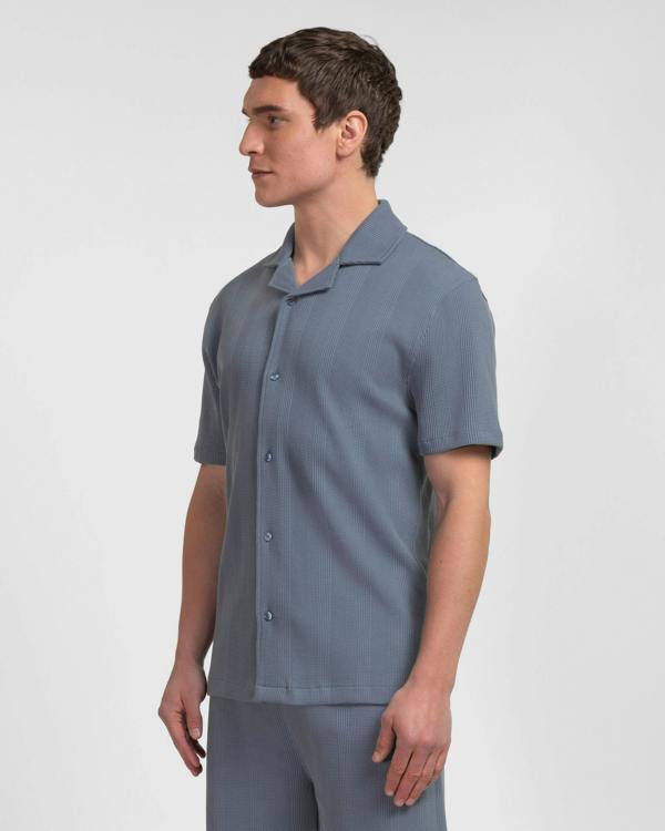 Steel & Jelly Charlton - Stripe Jacquard Waffle Short Sleeve Shirt