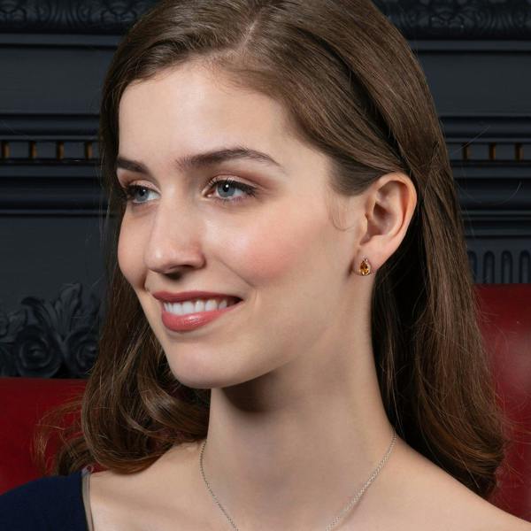 925 Sterling Silver Stud Earrings with Citrine Gemstones - namana.london