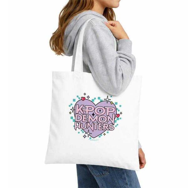 K-Pop Demon Hunters Pixel Hearts Reusable Tote Bag - White