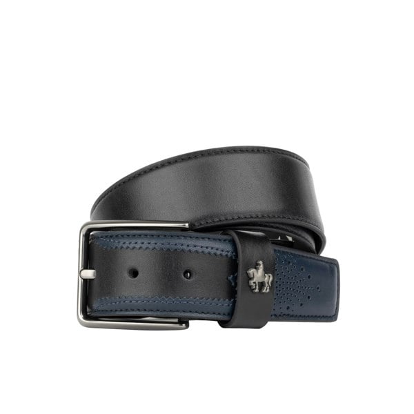 Embassy London Alec - Black Navy - Men'classic belt in navy and black genuine leather combo