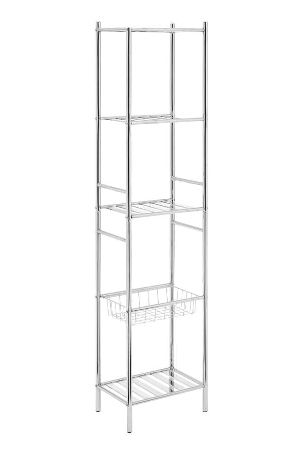 Dara 5 Tier Chrome Shelf Unit With Basket
