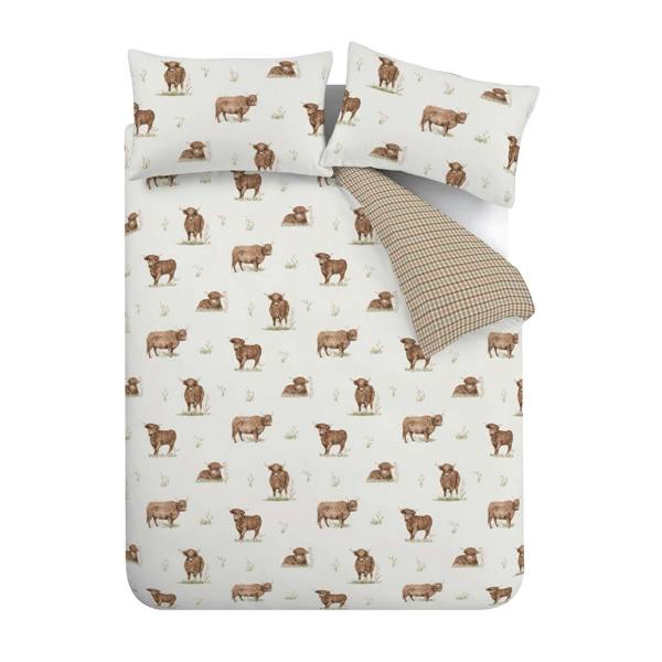 Angus Highland Cow Natural Duvet Cover Set