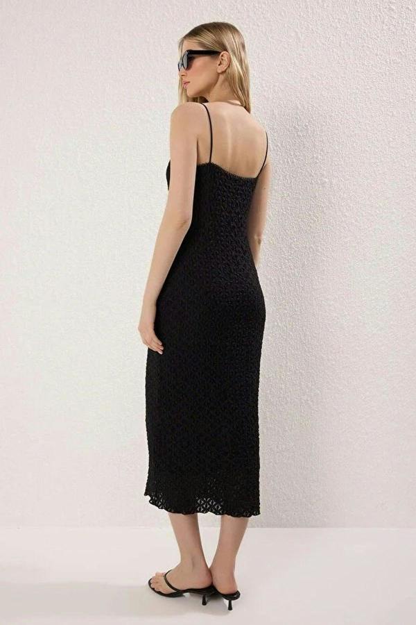 Lace Bodycon Strappy Midi Dress