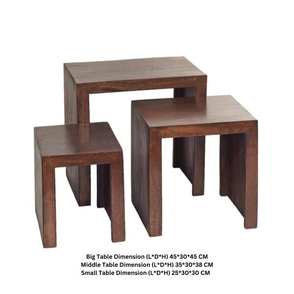 Wyld Haus Set of 3 Phuket Dark Mango Wood Nesting Tables
