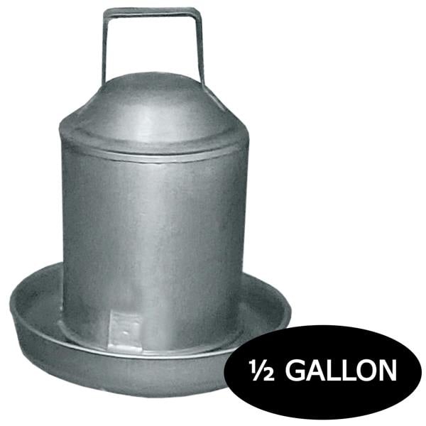 Ketoplastics Chicken Drinker Waterer Traditional Drinker, 2.3L Capacity, Galvanised Steel with Handle for Hens, Ducks, Geese - Half Gallon