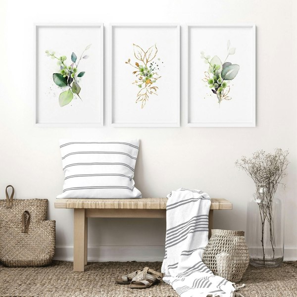 Botanical art print | set of 3 wall art prints