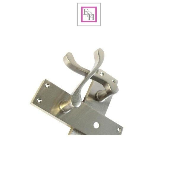EDH Door Hardware Victorian Style Satin Bathroom Door Handle with Privacy Lock+Bathroom SASH Lock, 2 pairs