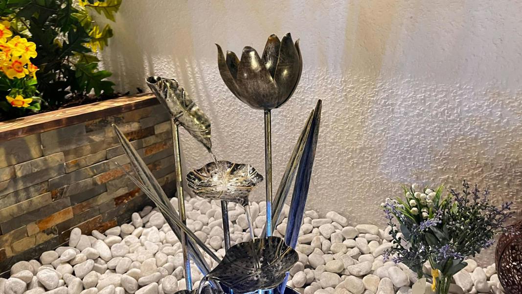 Tranquillity Water Features Small Flower Modern Metal Water Feature