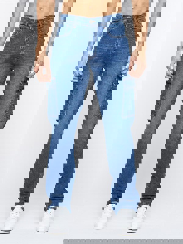 Crosshatch Kremtap Cargo Jeans Stone Wash