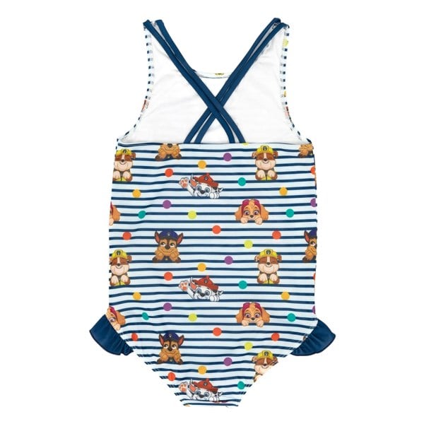 Paw Patrol Girls Striped One Piece Swimsuit - Navy/White