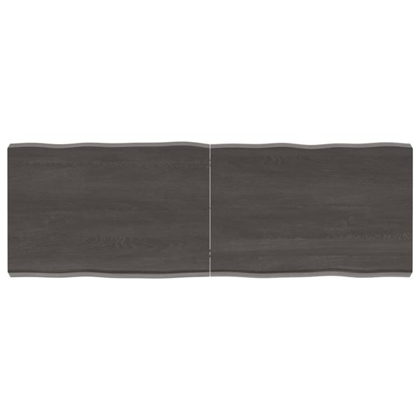 Berkfield Table Top Dark Grey 120x40x6 cm Treated Solid Wood Oak Live Edge