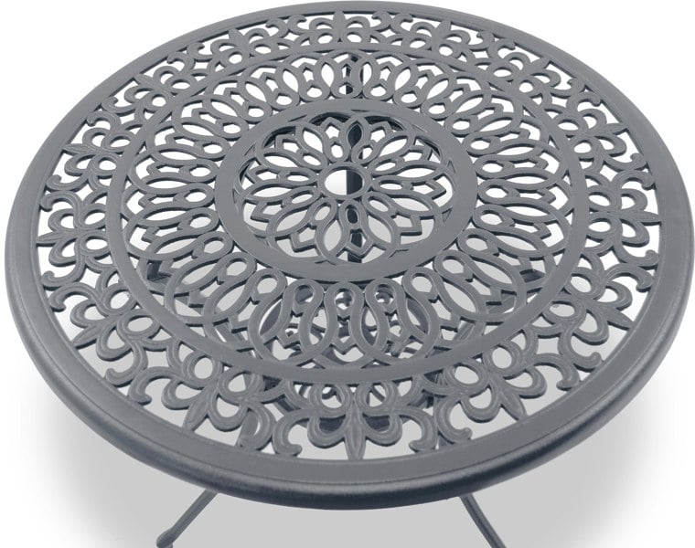 Centurion Supports POSITANO Luxurious Garden and Patio Table and 2 Large Chairs with Armrests Cast Aluminium Bistro Set - Grey