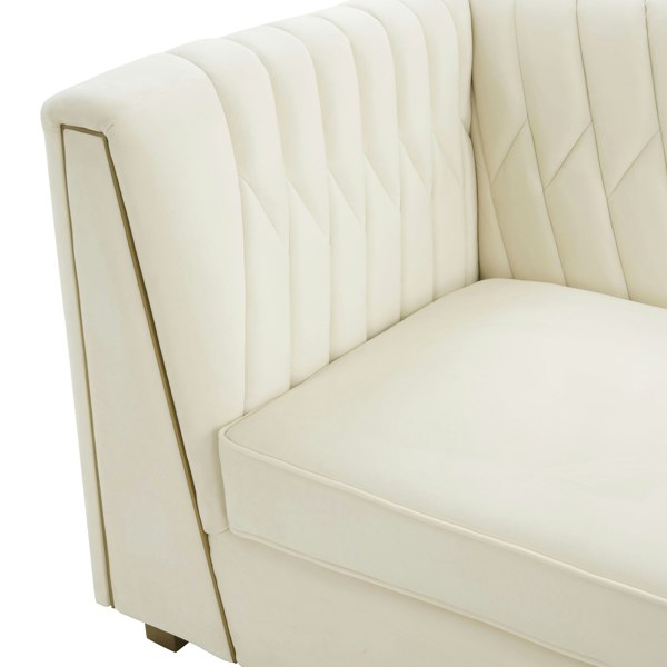 Furniture Edit Wafa Cream Velvet Sofa - UK