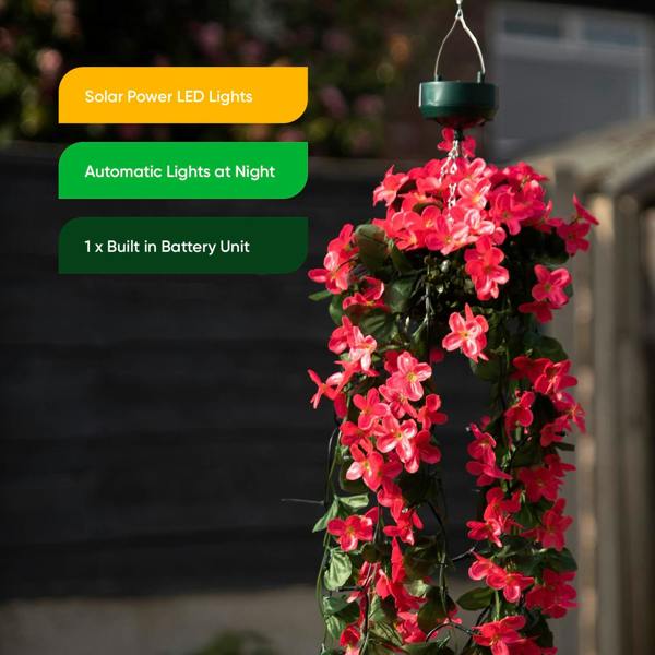 Gardenwize Solar Hanging Lights – Pink Primrose Flower 30 LED Garden Lights