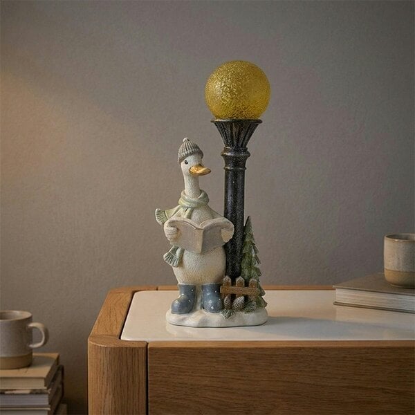 Garden Greatness Illuminated Duck Figurine Reading Newspaper