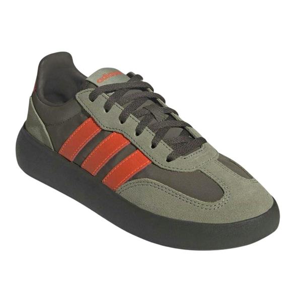 Adidas Childrens/Kids Barreda Leather Platform Trainers - Olive/Orange - 