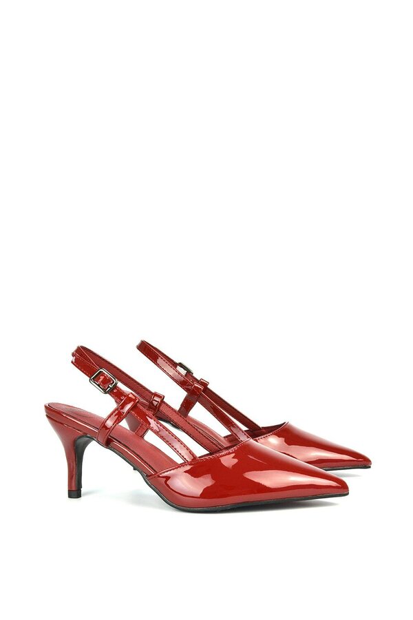 XY LONDON Mid Heel Stilettos Pointed Toe Slingback Court Shoes