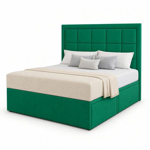 Great British Beds Romford Divan Bed - Green Plush