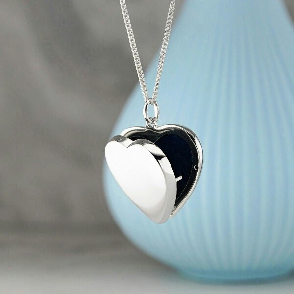 Christopher James of London Sterling Silver Heart Locket Necklace With Optional Engraving