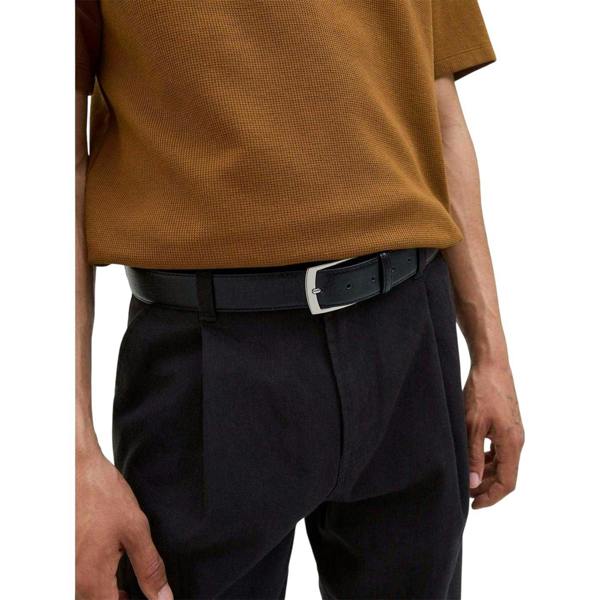 Jack And Jones Mens Leather Dress Belt - Black - 