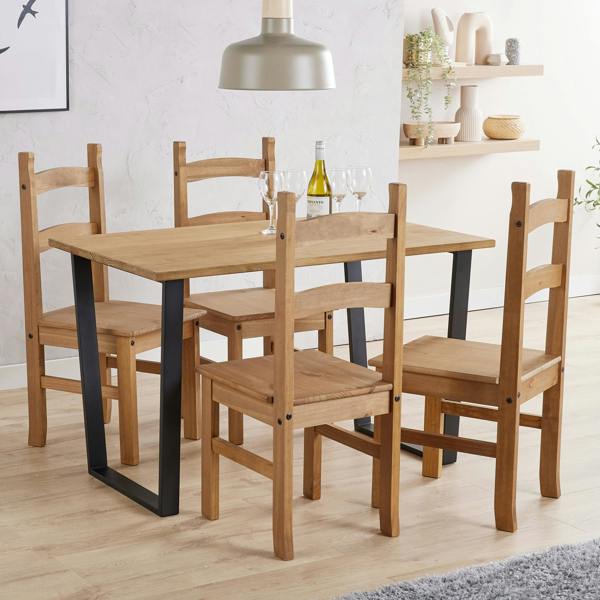 Core Products Texas 5-Piece Dining Set, Table & 4 Chairs, Industrial Design