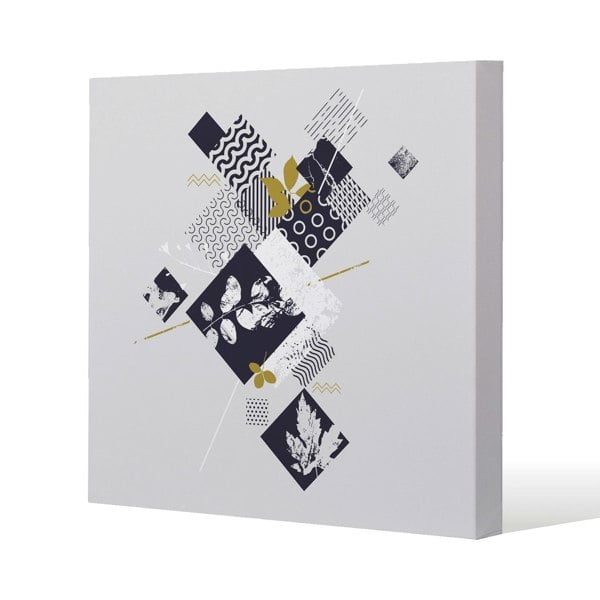 Benjamin Tate Design Geometric Squares & Leaves (Canvas Print)