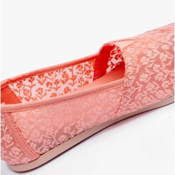 TOMS ALPARGATA Womens Posy Lace Espadrille Peach