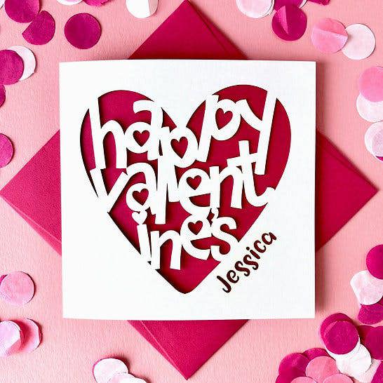 Abode Home & Gifts Papercut Personalised Valentine's Card