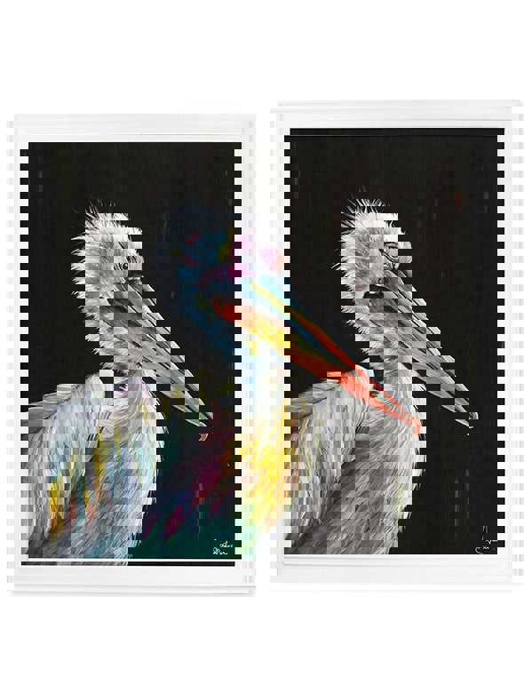 Exceptional Art Pelican Print 'Pierre' by Amy Ansell - Strong White Square Frame