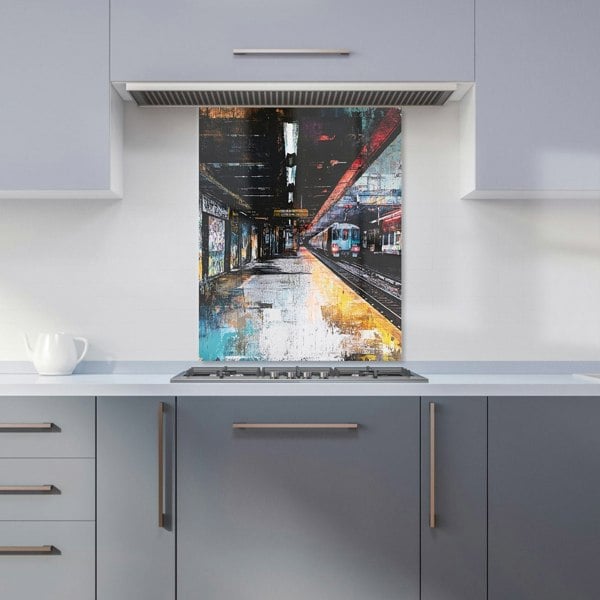 Warren Reed Urban City Train Station Glass Kitchen Splashback - 00032