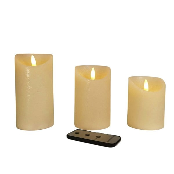 Samuel Alexander Set of 3 Battery Operated Flickering LED Candle Christmas Decoration with Timer