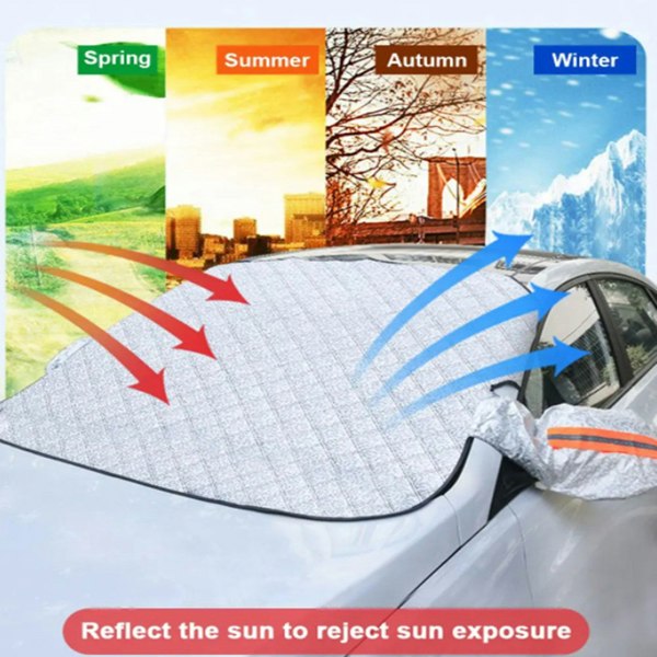 Generise 'PLUS' 9 Magnet All Seasons 4-in-1 Winter Windscreen and Wing Mirror Car Cover and Summer Sunshade