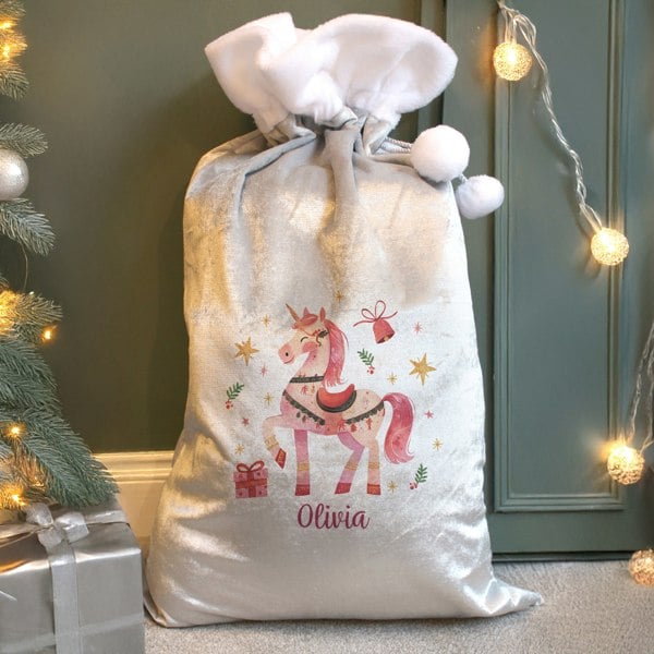 Personalised Memento Company Personalised Unicorn Christmas Sack