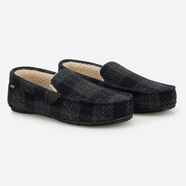 Totes CHECK MOCCASIN WITH CURLY FUR LINING Check Moccasins   in  Navy