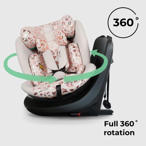 My Babiie MBCS300 Easy Spin R129 Car Seat with Top Tether - Pink Leopard