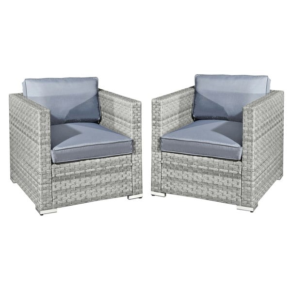 Oseasons Malta Rattan 2 Seat Twin Chair Set in Dove Grey